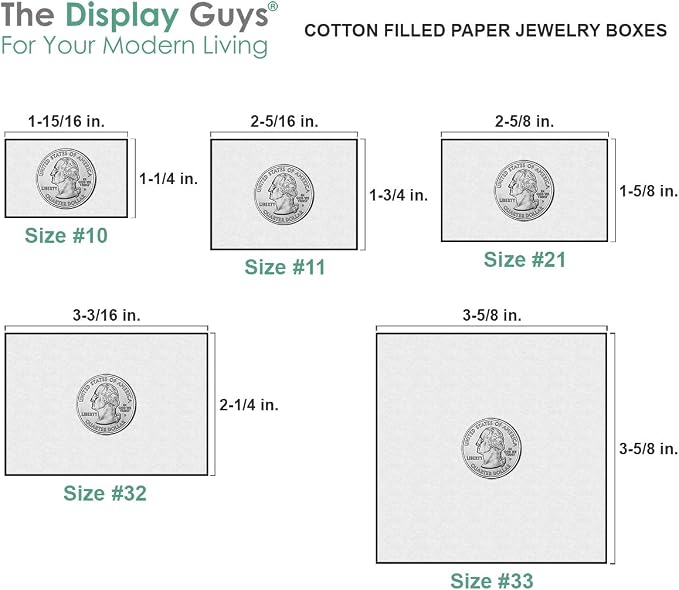 TheDisplayGuys 25 Cardboard Jewelry Gift Boxes with Inserts - Marble White | Size #21 - 2.6" x 1.6" x 1.0", Lids, Cotton Filled Padding, Kraft Paper, Bulk Pack Case, for Shipping, Organizers, Storage