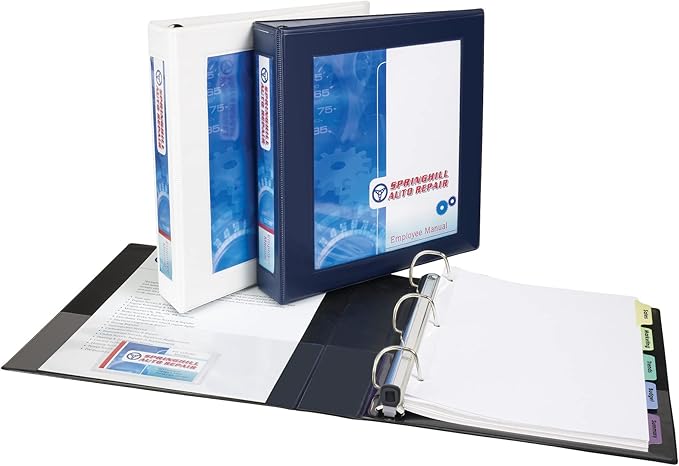 Avery Framed View 3 Ring Binder, 1.5" EZD Rings, 1 Navy Blue Binder | For Heavy School, Home and Office Use, Reinforced Vinyl Cover, One Touch EZD Locking Rings, Title Page Mounting Sheets