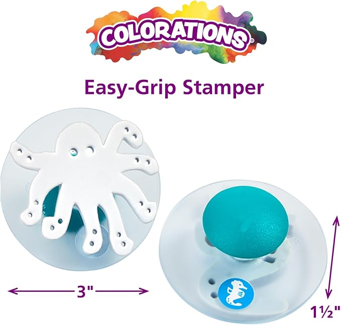 Colorations SEASTAMP Easy-Grip Stampers, Sea Life (Pack of 14) | Ages 3+, PreK+, School Art Supplies, Craft Projects, Children, Gift, Classroom, Home