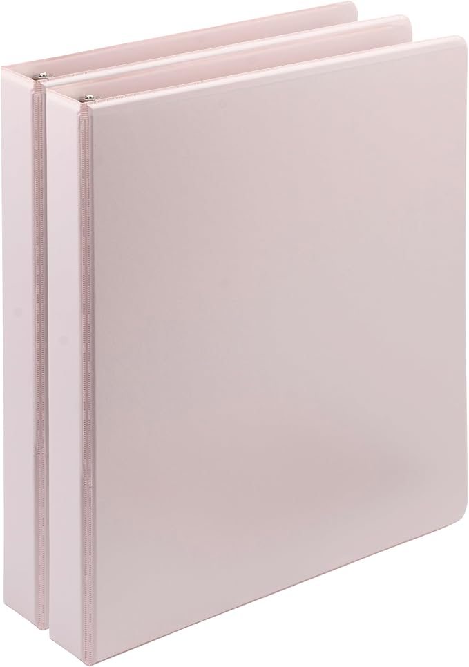 Samsill Plant-Based 1 Inch Durable D-Ring, View Binder, Eco-Friendly, USDA Certified Biobased, 2 Pack, Rose