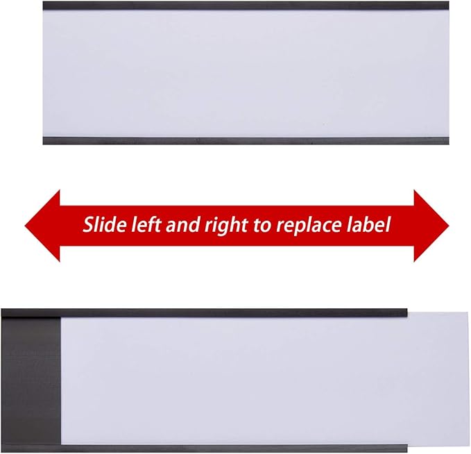 EEOYU Magnetic Label Holders with Magnets, Data Card Holders with Clear Plastic Protectors, Set of 30 (0.8 x 3 Inch)