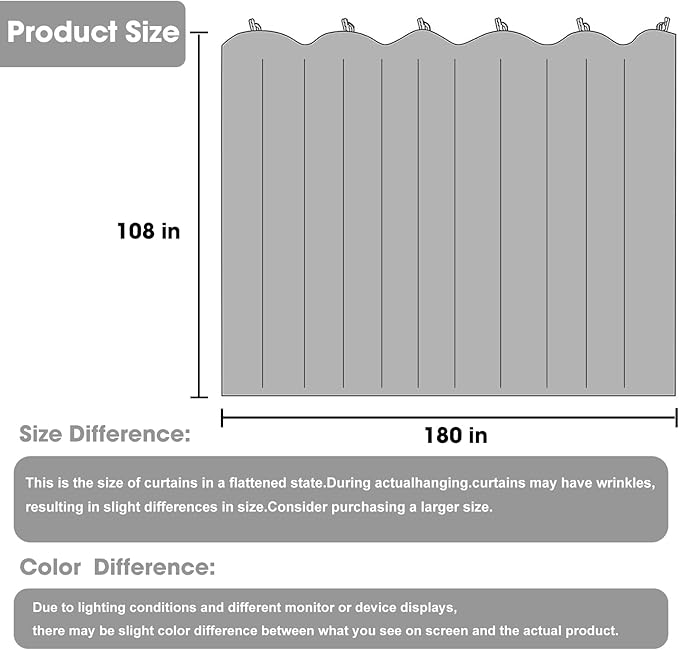Cbsroro Room Divider Blackout Curtain Track Curtains Wall Dividers Panels Screen for Living Rooms Bedroom Office Privacy Partition Separation, W180 × L108 Inch,1 Panel, Light Grey