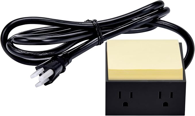 Bostitch Office Konnect Power Hub, Two Outlets Charging Station for Desktop, Shallow Tray Top, Black