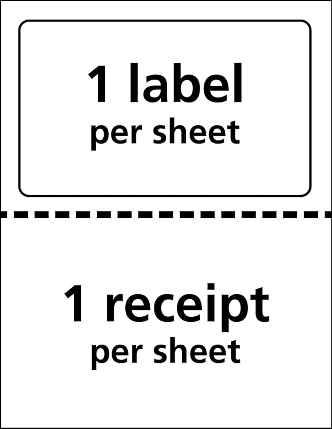 Avery Printable Shipping Labels with Paper Receipts, 5-1/16" x 7-5/8", White, 100 Blank Mailing Labels (27900) (Pack of 5)