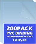 TOTiyea 200 Pack 5 Mil Clear Binding Covers 8.5" x 11",Bulk Pack | Binding Covers,Letter Size,clear plastic cover for use in school offices or at home,for teachers, students, and colleagues