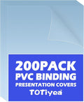 TOTiyea 200 Pack 4.5 Mil Clear Binding Covers 8.5" x 11",Bulk Pack | Binding Covers,Letter Size,clear plastic cover for use in school offices or at home,for teachers, students, and colleagues