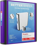 Staples Better 2-Inch 3-Ring Binder, Purple, Heavy-Duty | Reinforced binder built for school and office document organization.