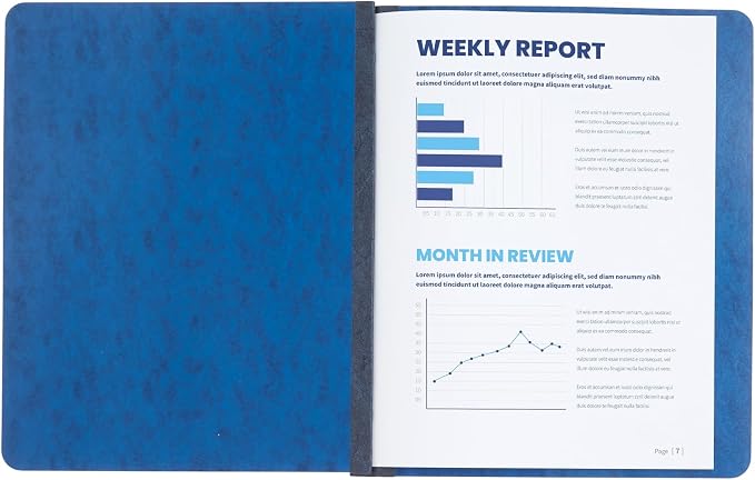 Blue Summit Supplies 25 Pressboard Report Covers, Side Fastener, Navy | Heavy-duty 25pt pressboard, metal prong side fastener, letter size, for reports and business presentations