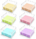 Pack of 6 Scalloped Acrylic Sticky Note Holder 3x3 Inch for Home Dorm | Clear Wave Design Post It Note Dispenser, Thick Acrylic Notepad Desk Organizer for Office Home Dorm Classroom