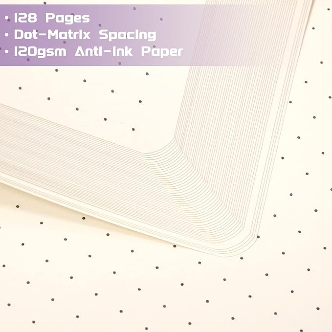 Dotted Journal/Notebook - Dot Grid Hard Cover Notebook, 5.3'' x 8.26''