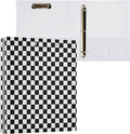 Custom 3 Ring Binder Black White Checkered Pattern 1.5" Round Ring Binders Personalized Name View Binder with 200 Sheet for Women Men Office Kids School Supplies, 1 Pack