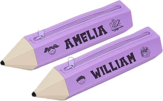 ubmpj Personalized Pouch with Your Name - Custom Pencil Shaped Case for with Zipper Pen Bag Stationery Organizer for Teacher Name Appreciation Gift