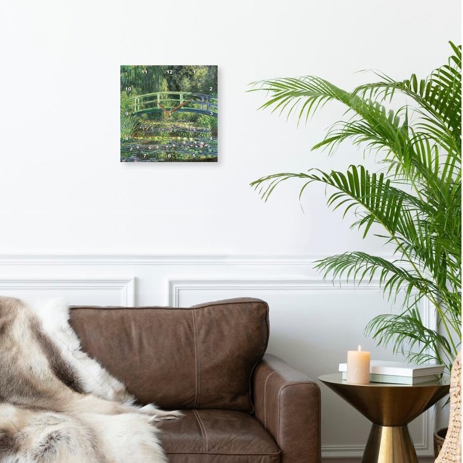 3dRose Wall Clock Silent - 10 inch - Water Lilies and Japanese Bridge by Claude Monet 1899 - BLN Claude Monet Collection