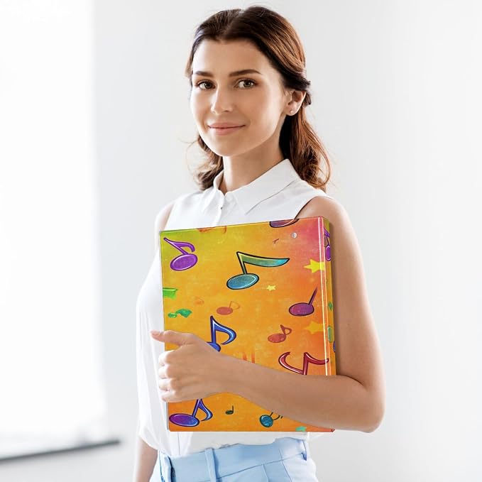 Music Themed Notes Decorative 3 Ring Binder 1.5 Inch Large View Binders with Pockets Holds 200 Sheets File Organizer for Office College School, 2 Pack