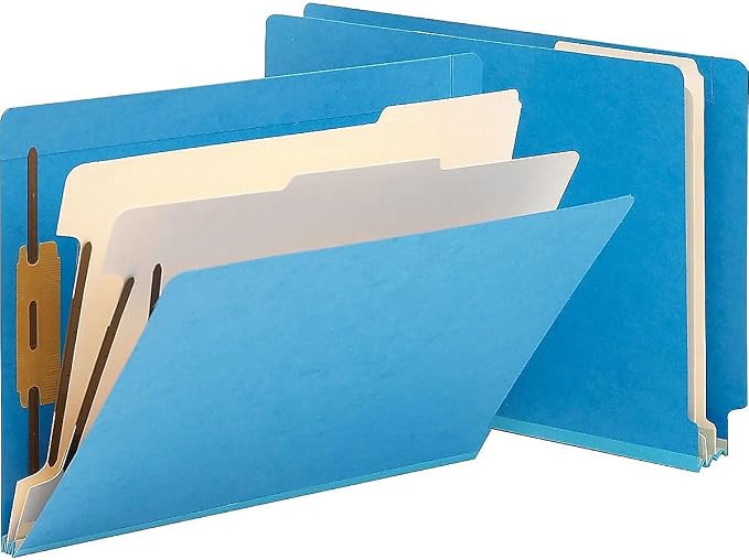 Smead End Tab Classification File Folder, 2 Dividers, 2" Expansion, Letter Size, Blue, 10 per Box (26836)