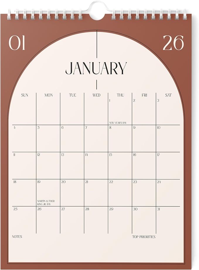Karto Wall Calendar 2026 8.5x11 in - Boho Color | January 2026 to June 2027, Vertical, Boosts Productivity, Easy Monthly Planning