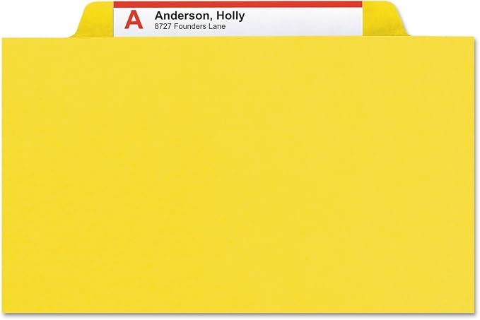 Smead Pressboard File Folder, 1/3-Cut Tab, 1" Expansion, Letter Size, Yellow, 25 per Box (21562)