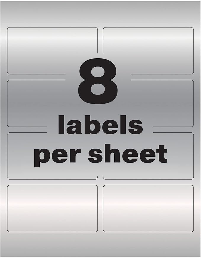 Avery Metallic Asset Tag Labels, 3-3/4 x 2", Laser Printable Tags, 64 Waterproof Labels (61520)