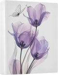 3 Ring Binder Purple Tulips Flower Butterfly 1.5" Round Ring Binders View Binder with 200 Sheet for Kids School Supplies Women Men Office, 1 Pack
