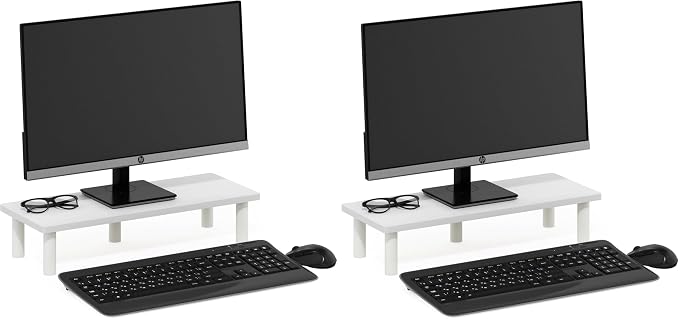 Furinno Turn-N-Tube Monitor Riser Stand, White/White (Pack of 2)
