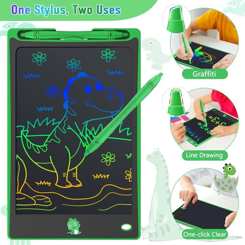 Hockvill LCD Writing Tablet for Kids 8.8 Inch, Dinosaur Toys for Girls Boys Drawing Pad for 3 4 5 6 7 Year Old Kid, Toddler Magnetic Doodle Board Travel Essentials, Christmas Birthday Gift for Kids