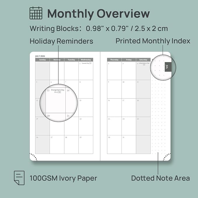 POPRUN Pocket Planner 2026-2027, Purse-4" x 6.25", Academic Pocket Calendar