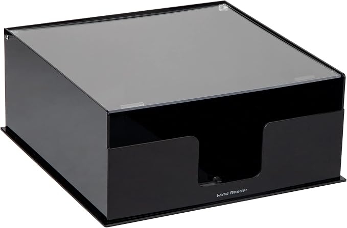 Mind Reader Paper Plate Holder, Covered Dispenser, Dinner Party Essentials, Plate Caddy, Acrylic, 11"L x 11"W x 5"H, Black