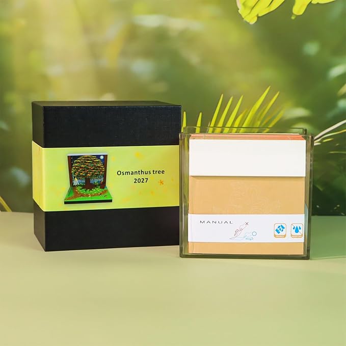 3D Time Piece Calendar, 2027 Desk Calendar With LED Light, 3d Tree Memo Pad Creative Desk Calendar, Christmas Gift for Colleague Friend, Desktop Decoration (Osmanthus Tree)