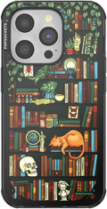 PopSockets iPhone 14 Pro Phone Case with MagSafe, Wireless Charging Compatible, Bookish - Storied Shelves