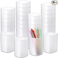 30 Pack Pen Holder Pen Cups for Desk Organizers and Storage Stationery Plastic Matte Pencil Holder Cups Ins Style Transparent for Office School Supplies (White)