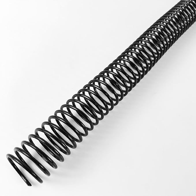 Binditek Plastic Spiral Binding Coils, 28 mm, 4:1 Pitch, Black, 50 Pack | Coil Binding Spines, 1-1/8", 240 Sheet Capacity, 48 Loops,for Letter-Size Reports, Presentations, School and Office Projects