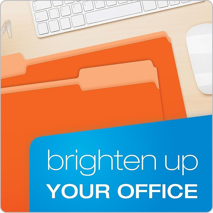 Pendaflex 435013ORA Interior File Folders, 1/3 Cut Top Tab, Legal, Orange (Box of 100)