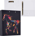 JIPONI 3 Ring Binder Silhouette of A Running Horse 1 Inch Round Binders for Men Women Students, Cute File Organizer for Office School, 1pc