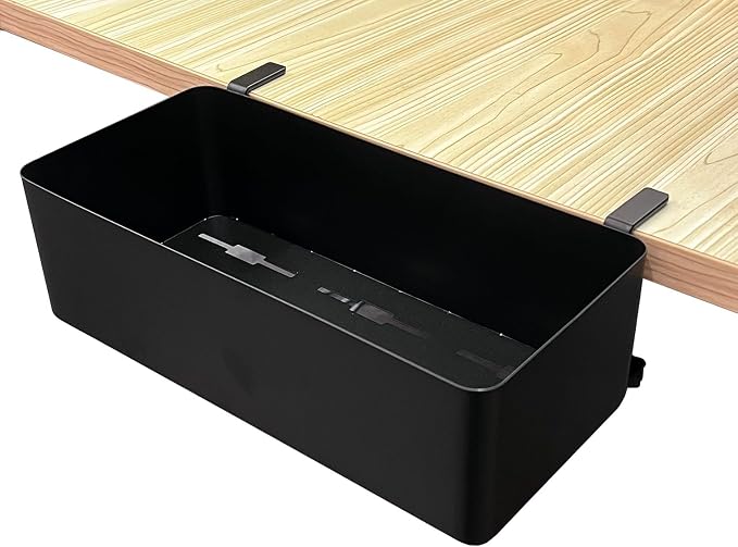 Desk Side Storage Hold Up To 11lbls Hanging Side Of Desk Organizer Clamp On Table Edge To Store Office Accessories, Gaming Devices, Cups For Office, Living Room, Dinning Room (Black)