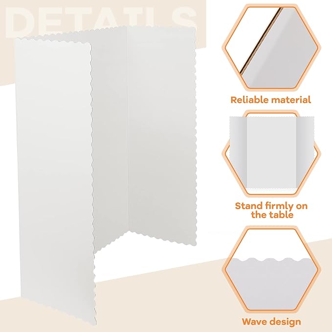 Ctosree 50 Pcs 14 * 22 Inch Tri Fold Poster Board Bulk, Science Fair Project Display Paperboard, Single Wall, Lightweight Presentation Board (White)