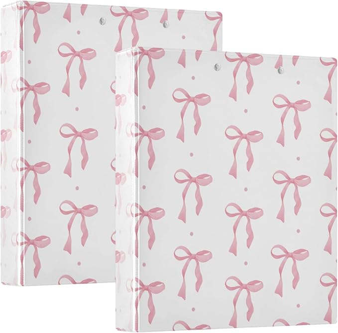 ALAZA 3 Ring Binder Cute Pink Bow Clipboard Round Ring Binder Holds 1.5 Inch Three Binders Heavy Duty Binders for Office Supplies, 1Pack