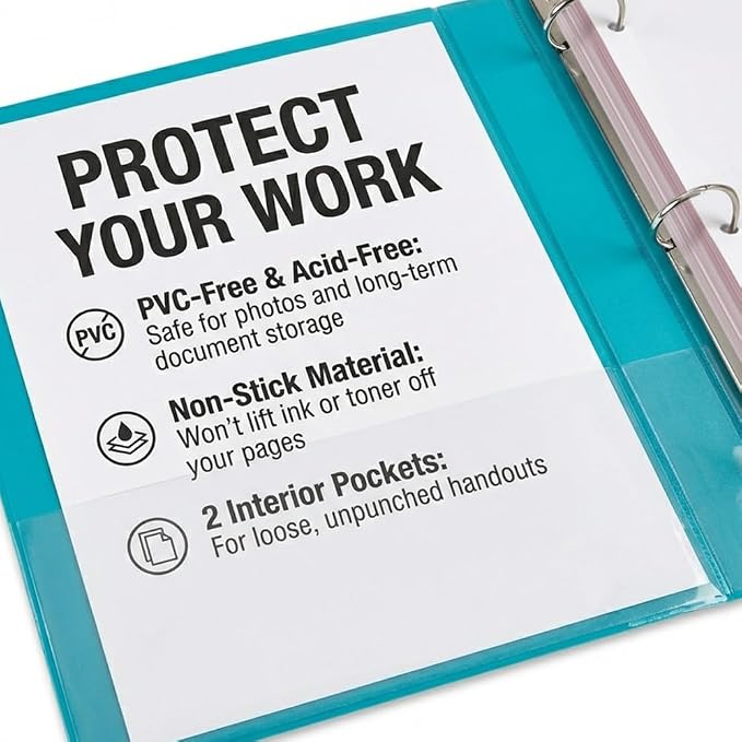 Samsill BioBinder 1.5 Inch (4-Pack) - Durable Plant-Based 3 Ring View Binder, USDA Certified Biobased, Customizable Nonstick Cover & Spine - 325 Sheet Capacity, Letter Size School Office Organizer