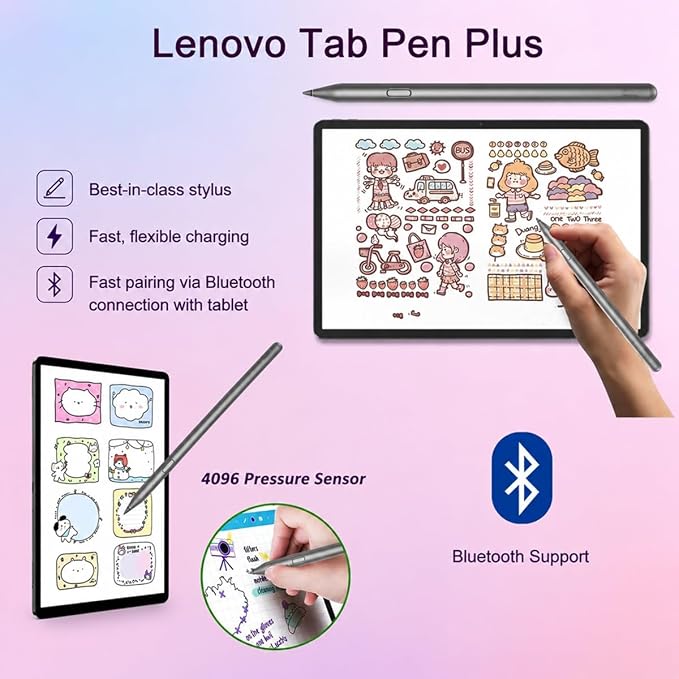 Lenovo Idea Tab Plus AI Tablet, 12" 3K QHD+, Tab Pen Plus, 8GB RAM, 256GB | (128GB+128GB SD Card), 8-Core MediaTek, Touchscreen,13-Hr Long Battery Life, Lightweight, for Student & Gaming, Android OS