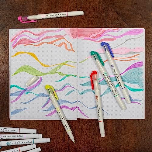 Zebra Pen MILDLINER No Bleed Brush Pen, Assorted Colors, Dual Tip, 25-Pack