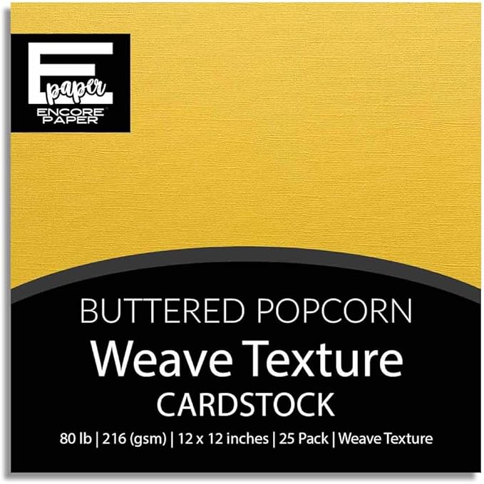 BUTTERED POPCORN—12x12 Textured Cardstock | 80lb Textured Yellow Scrapbook Paper | Premium Cardstock for Cricut Cutting | 25 Sheets