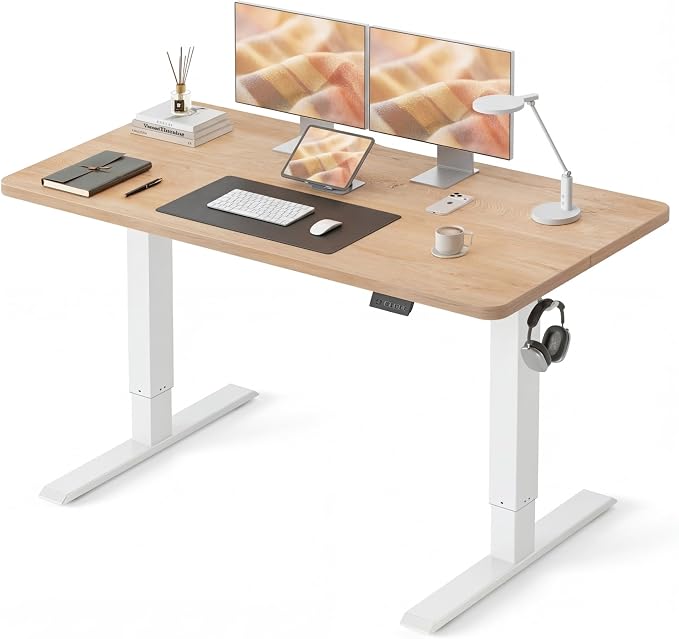 CubiCubi 48 x 24 Electric Height Adjustable Standing Desk, Maple | Sit to Stand, Computer Workstations, Home Office Desk, Advanced Motor, Next-Gen Frame, 176 lbs Capacity, Smart Lift System
