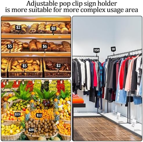 20Pack Mini Chalkboard Signs with Rotatable Clip, Erasable Double Sided Blackboard Clips Plastic Merchandise Sign Display Clip Holder for Food, Store Signs Displays (Black)