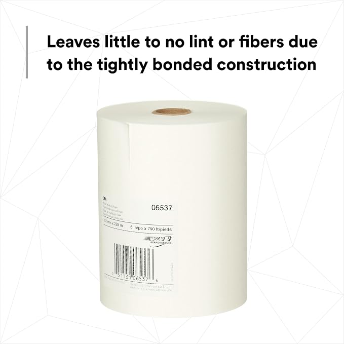 3M White Masking Paper 06537, Heat Resistant, Flexible, 6 in x 750 ft | Lint Free