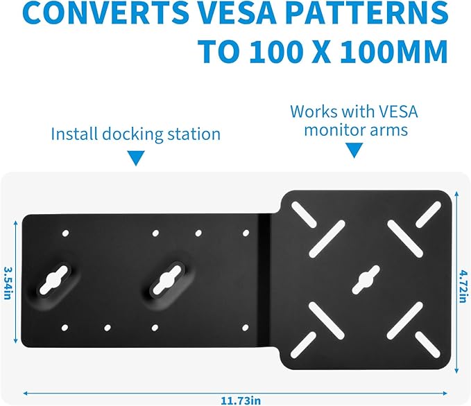 Docking Station VESA Mount Plate for Dell WD22TB4 WD19S | Behind Monitor Wall & Under Desk Mount, Compatible with W19TBS WD19DCS, Sturdy Metal Dock Holder, Black
