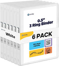 Enday 1/2 inch Binder 3 Ring Binder (6 Pack - White) O-Ring Binder with Clear View Cover and 2 Inside Pocket - for Letter Size 8.5 x 11'' Paper, Ideal for School Supplies, Office, and Home