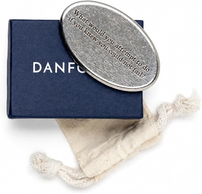 Fine Pewter What Would You Attempt Paperweight | Oval Office Decor | Handcrafted lead-free pewter smooth oval desk weight featuring an engraved quote and stamped brand maker mark