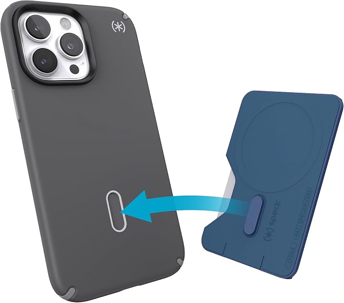 Speck iPhone Wallet MagSafe Accessory - Removable ClickLock No-Slip Interlock - Holds 1-3 Cards - Soft Touch Finish, Scratch Resistant Card Holder Built for MagSafe - Coastal Blue/Space Blue