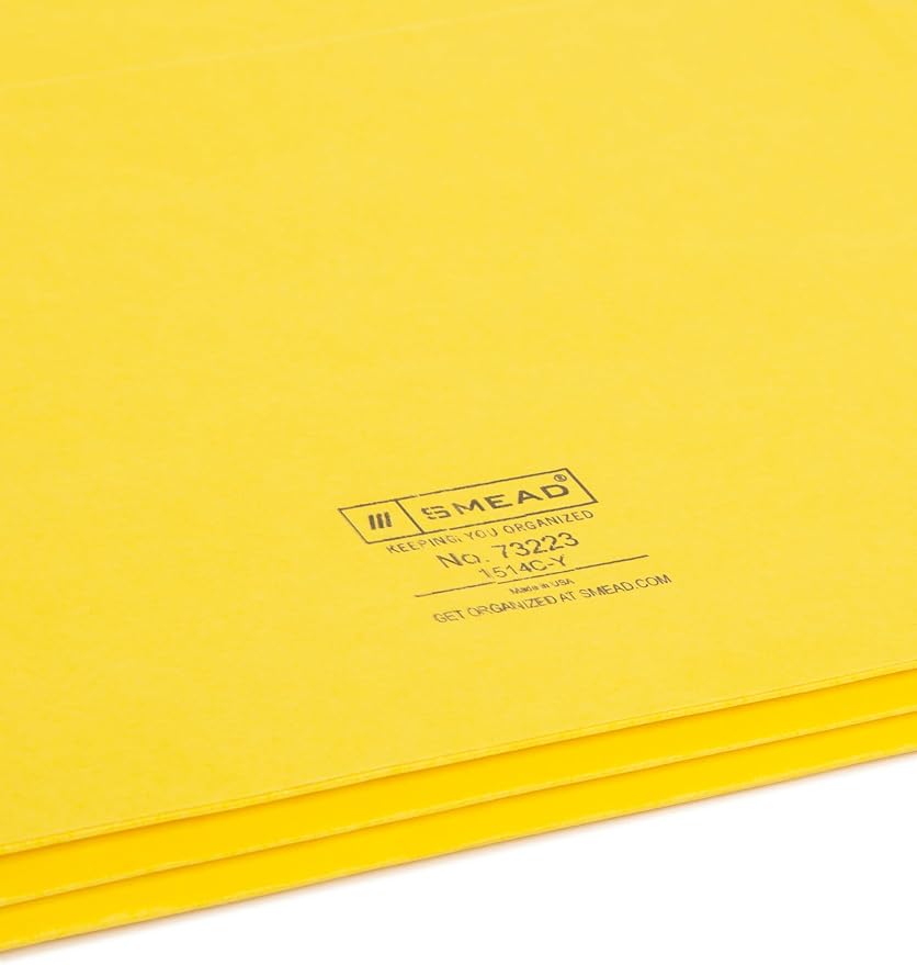 Smead File Pocket, Straight-Cut Tab, 1-3/4" Expansion, Letter Size, Yellow, 25 per Box (73223)