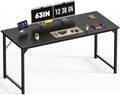 DUMOS 63 Inch Small Computer Desk, Gaming Desks for Home Office Bedroom | Modern Study Writing Work Table, Craft PC Desk Simple Workstation with Reinforcement Structure, Black