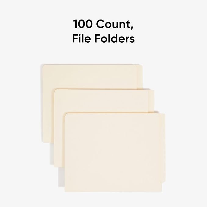 Smead Shelf-Master End Tab File Folders,Manila,Reinforced Straight-Cut Tabs,Letter Size,100 Count (Pack of 5)